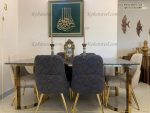 میز ناهارخوری استیل طلایی